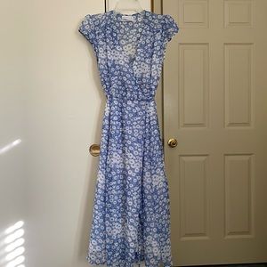 Urban Outfitters Blue Floral Cap Sleeve Wrap Dress - Like New!!